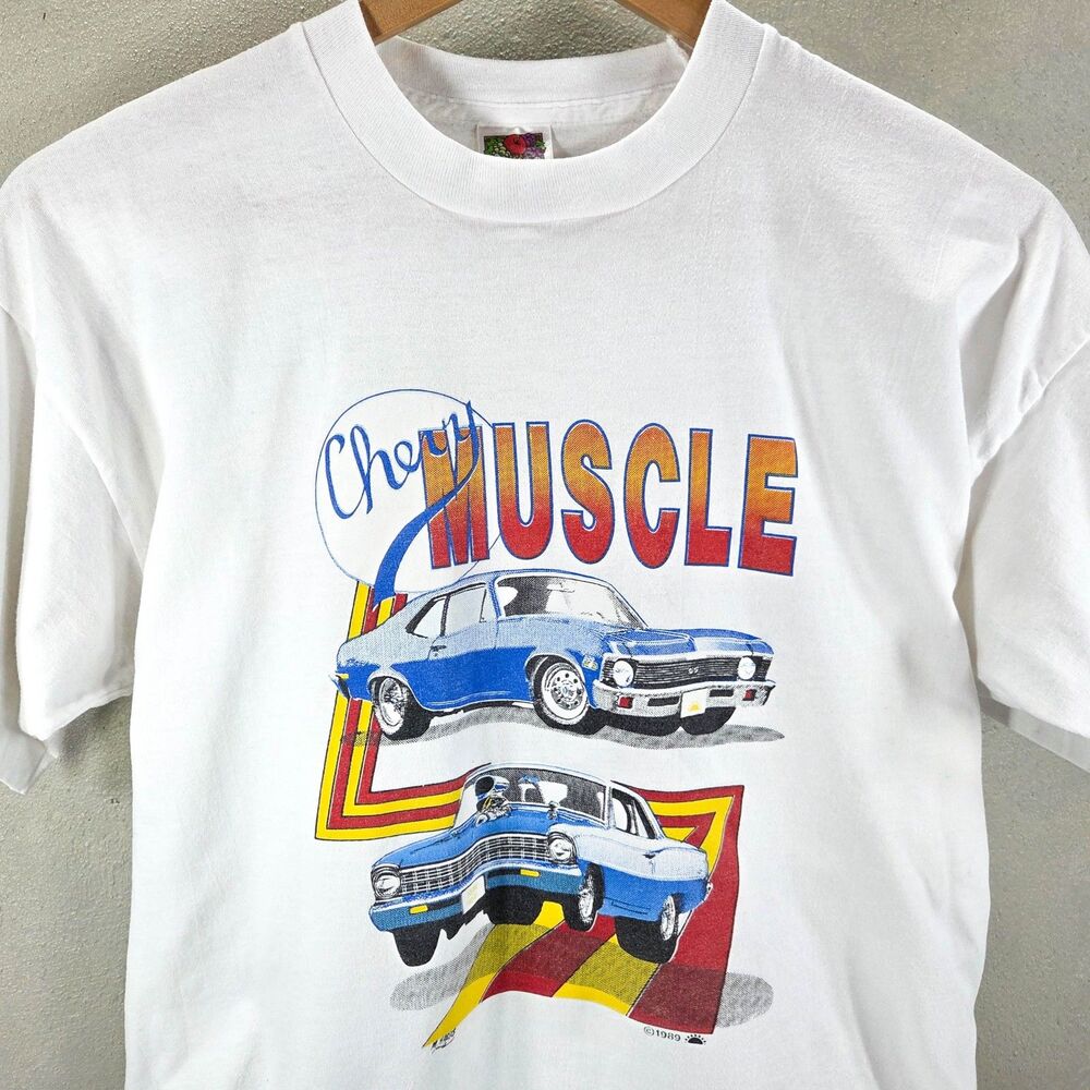 Vintage 80s Chevy Muscle Car Single Stitch Graphic Tee Made in USA Sz XL
